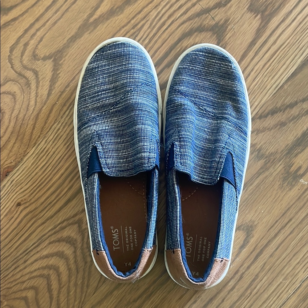 TOMS Navy and White Slip-On Shoes